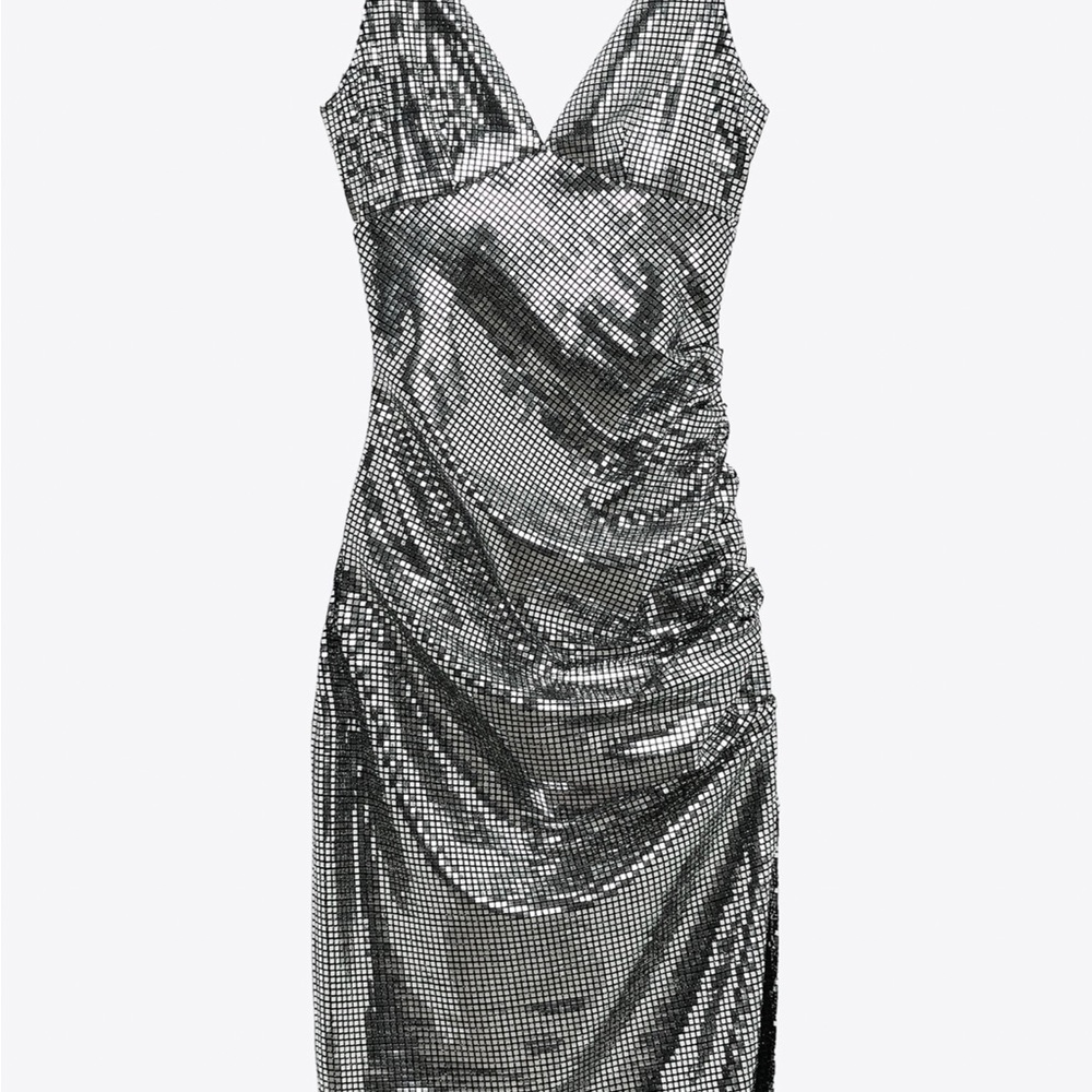 Zara silver metalic dress Sz S